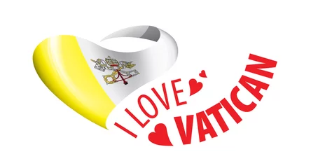Selbstklebende Fototapeten flag of the Vatican in the shape of a heart and the inscription I love Vatican. Vector illustration © butenkow