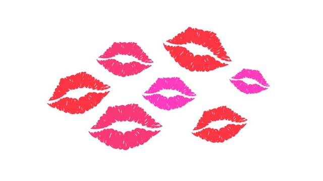 red lips on a white background. Fashion animation design. Dancing Funny Lips