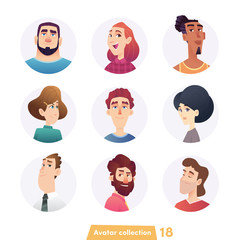 Happy young people playing volleyball on the beach. Modern cartoon style summer characters design.