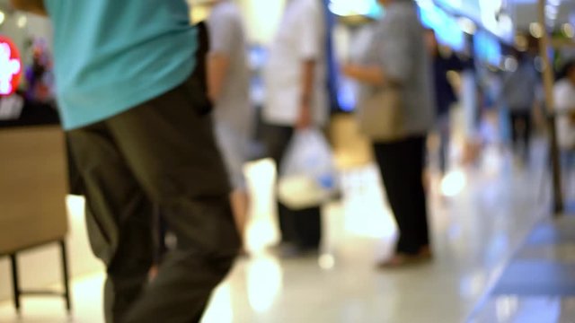fast food at counter in food court ,Abstract Blurred background