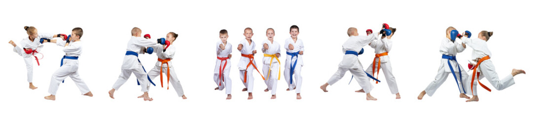 Blows hands are training the children in karategi collage