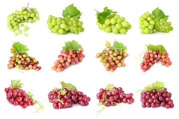 Ripe sweet grapes on white background