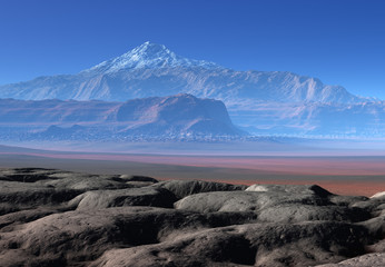 Fototapeta na wymiar 3D Rendered Fantasy Mountain Landscape - 3D Illustration