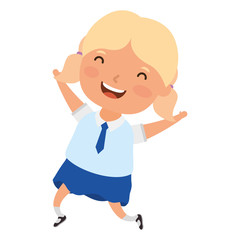 cute little student blond girl character