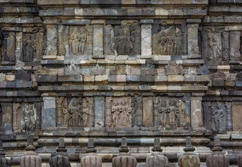 Stone carvings in Prambanan Temple, that's located in the boundary between Klaten Regency and Yogyakarta Province in Java Island, Indonesia.