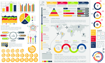 Group of business infographic element. Graph chart for presentation. Vector illustration.