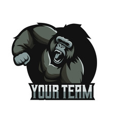 Angry Gorilla Logo With Background Vector