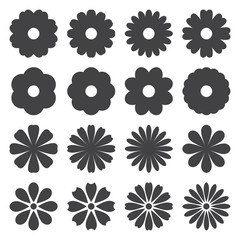 Flower icon set on white background