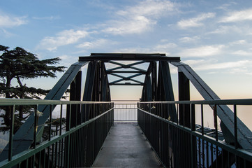 Pedestrian view of a footbridge in Shimla, India