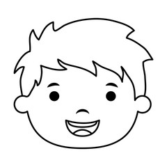 cute little boy head comic character
