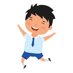 cute little student boy character