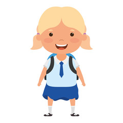 cute little student blond girl character