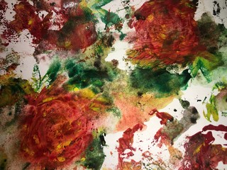 abstract roses painted with multicolor watercolor paint in grunge technique on watercolor paper
