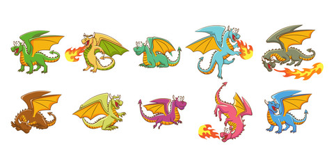 Dragon vector set collection graphic clipart design