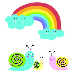 rainbow with rainbow snail illustration