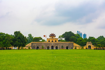 Thang Long Imperial Citadel in Hanoi, Vietnam; photographed in a cloudy summer morning.
