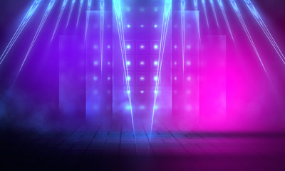 Ultraviolet abstract light. Diode tape, light line. Violet and pink gradient. Modern background,...
