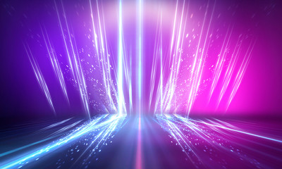 Ultraviolet abstract light. Diode tape, light line. Violet and pink gradient. Modern background,...
