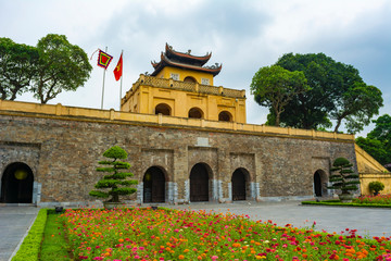 Thang Long Imperial Citadel in Hanoi, Vietnam; photographed in a cloudy summer morning.