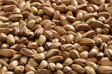 Full frame heap of fresh organic, pistachios