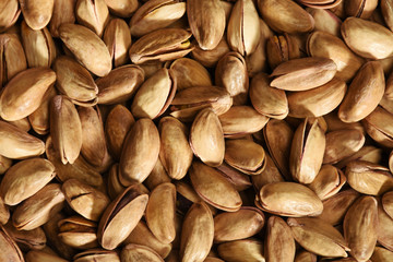 Full frame heap of fresh organic, pistachios