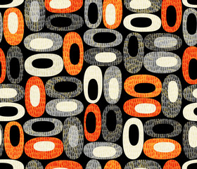 Seamless abstract mid-century modern pattern for backgrounds, fabric design, wrapping paper, scrapbooks and covers. Retro design of organic oval shapes. Vector illustration.