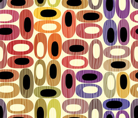 Seamless abstract mid-century modern pattern for backgrounds, fabric design, wrapping paper, scrapbooks and covers. Retro design of organic oval shapes. Vector illustration.