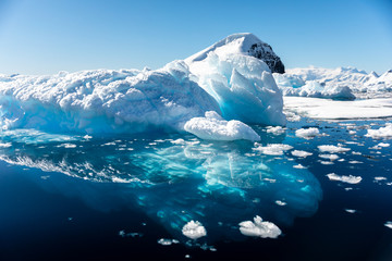 Iceberg floating in the cold water of Antarctica