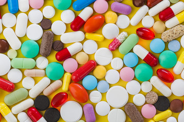 Heap of pills - medical background