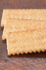 French crackers on a wooden board