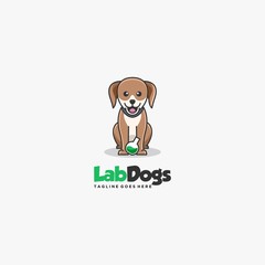 Vector Logo Illustration Lab Dogs Cute Cartoon