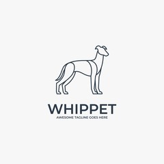 Vector Logo Illustration Whippet pose Line Art