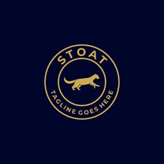 Vector Logo Illustration Stoat Jumping Vintage Badge
