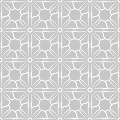 Fototapeta premium Floral seamless pattern on gray background. White design