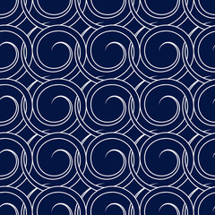 Abstract dark blue seamless background. White pattern
