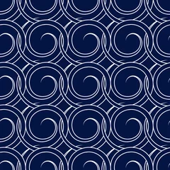 Foto op Plexiglas Donkerblauw Abstracte donkerblauwe naadloze achtergrond. Wit patroon
