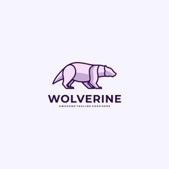 Vector Logo Illustration Wolverine Walk Line Art