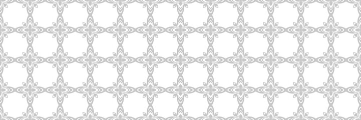Floral seamless pattern. Gray and white background