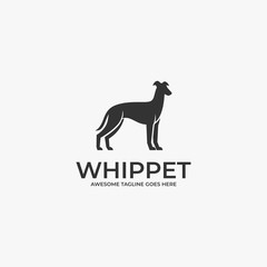 Vector Logo Illustration Whippet pose Silhouette