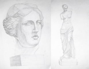 Portrait of Venus de Milo - pencil drawing