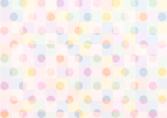 ピンク基調のカラフルポップな水玉和紙テクスチャ背景素材