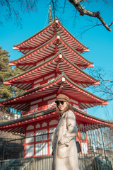 A beautiful  woman tourist in Japan