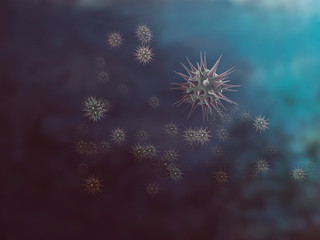 Viruses with murky backgound digital illustration