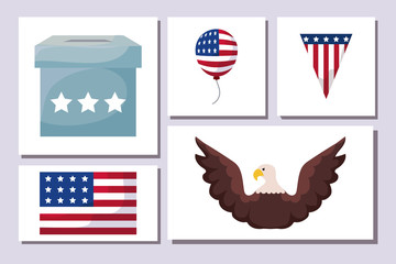 Icon set of usa happy presidents day vector design