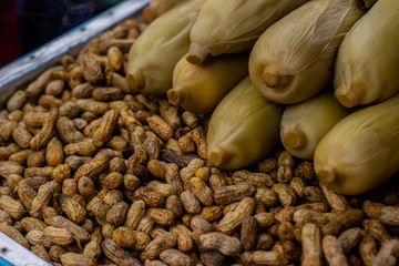 Indonesian traditional addict. boiled corn and beans.