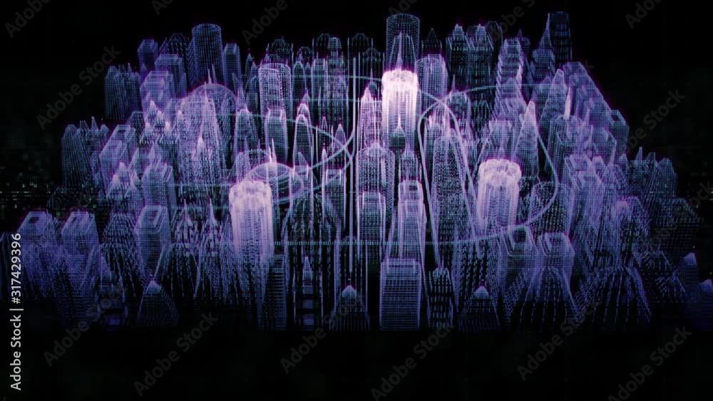 Aufkleber Futuristic graphic use interface head up display with virtual holographic Mega City motion elements for background screen display