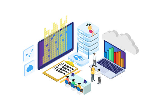 Modern Isometric Cloud Computing Illustration, Web Banners, Suitable for Diagrams, Infographics, Book Illustration, Game Asset, And Other Graphic Related Assets