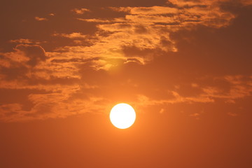 red sunset or sunrise with cloudy background