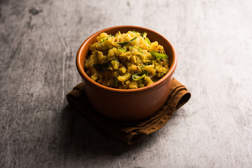 Aloo ka bharta,  sabzi is a tasty dish from India  made using spiced mashed potato prepared especially in northern parts of India