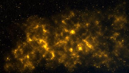 Abstract magic gold dust background over black.